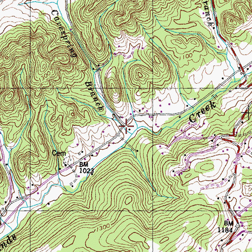 Topographic Map of Gabe (historical), TN