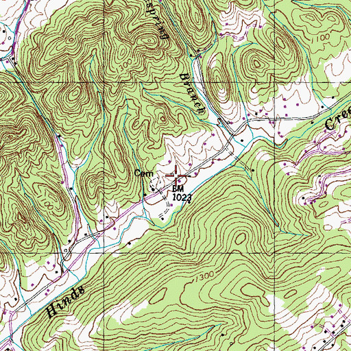 Topographic Map of Hinds Creek Valley, TN