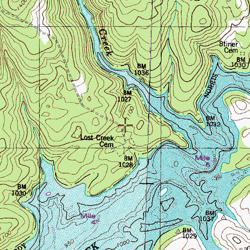 Topographic Map of Lost Creek (historical), TN