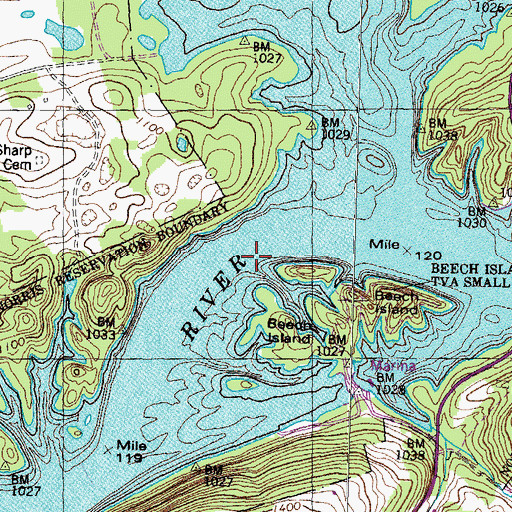 Topographic Map of Needham Ford (historical), TN
