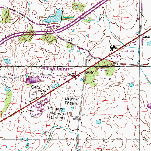 Topographic Map of Chambers, TN