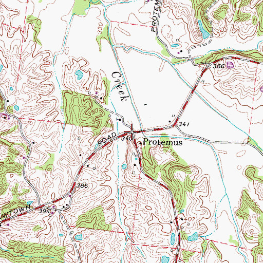 Topographic Map of Protemus, TN