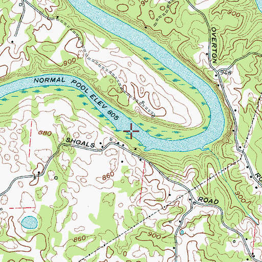 Topographic Map of Flat Shoals, TN