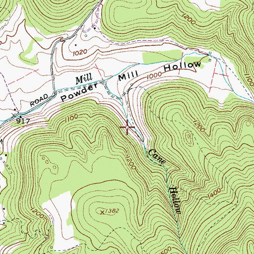 Topographic Map of Powder Mill Springs, TN