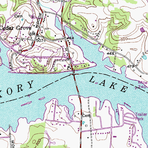 Topographic Map of Cages Ferry (historical), TN