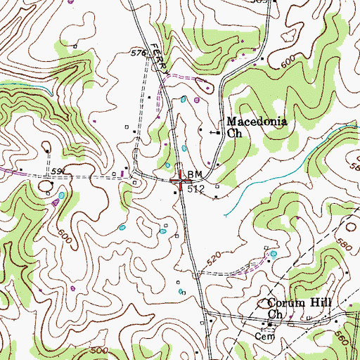 Topographic Map of Macedonia, TN