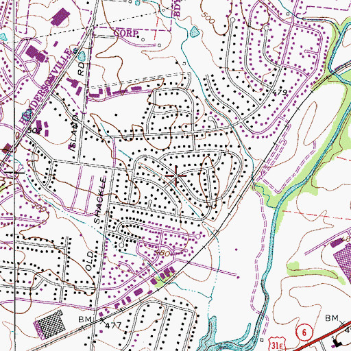 Topographic Map of Meadowvale, TN