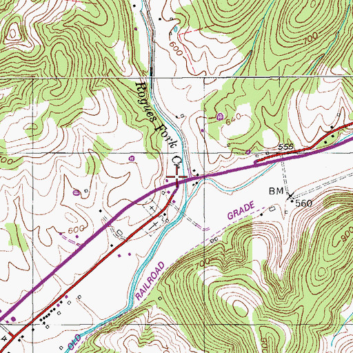 Topographic Map of Old Bethpage, TN