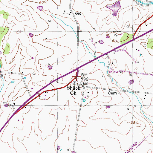 Topographic Map of Sideview (historical), TN