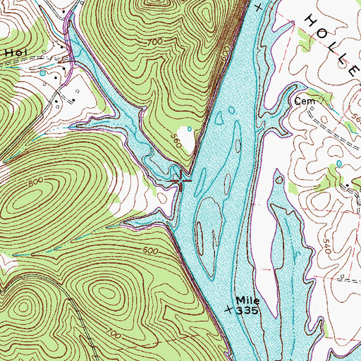 Topographic Map of Cain Hollow, TN