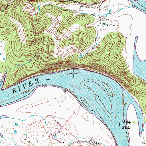 Topographic Map of Cane Island (historical), TN