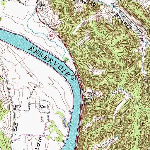 Topographic Map of Floating Mill Island (historical), TN