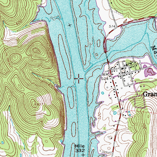 Topographic Map of Granville Ferry (historical), TN