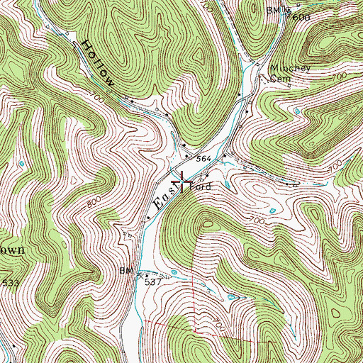Topographic Map of Pigeon Branch, TN