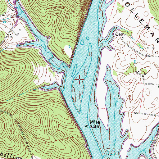 Topographic Map of Upper Holleman Island (historical), TN