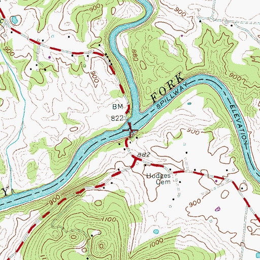 Topographic Map of Hodge Ferry (historical), TN
