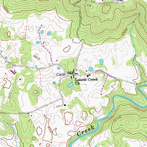 Topographic Map of Laurel Creek, TN