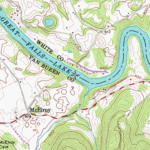 Topographic Map of McElroy Ferry (historical), TN