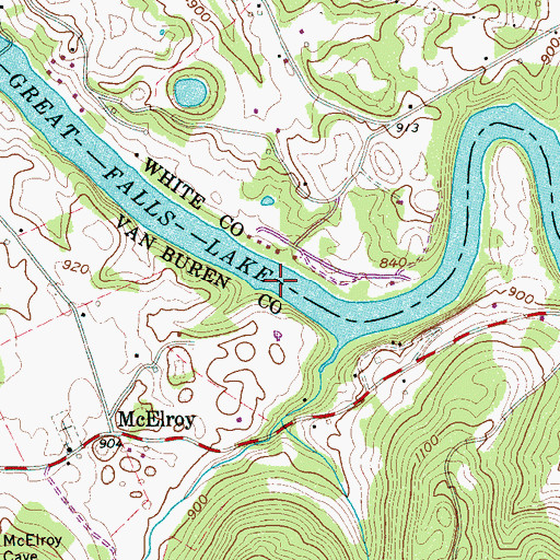 Topographic Map of McElroy Ford (historical), TN