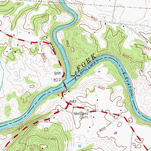 Topographic Map of Plumlees Ford, TN