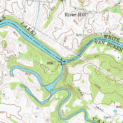 Topographic Map of River Hill Ford, TN