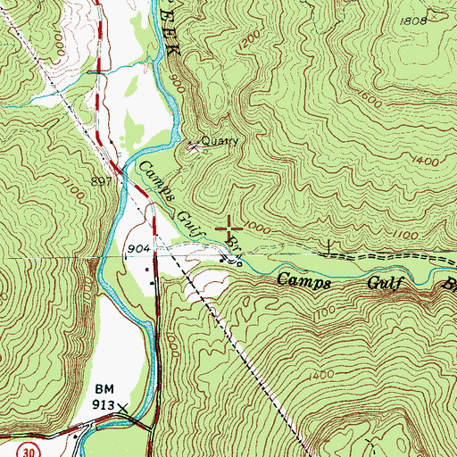 Topographic Map of Waterfall Hollow, TN