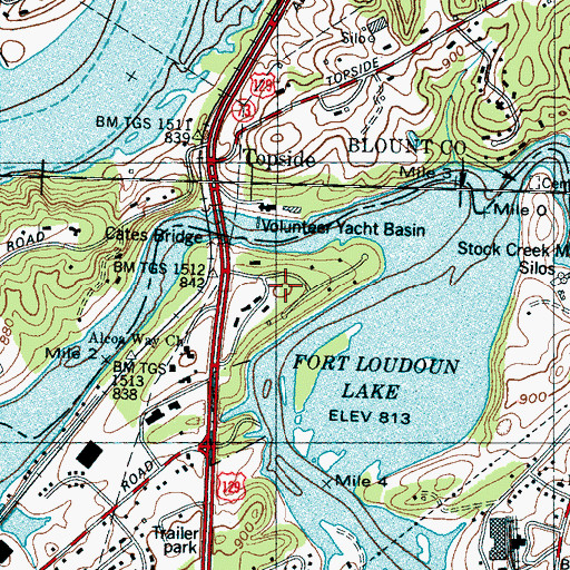 Topographic Map of Rivertrace, TN