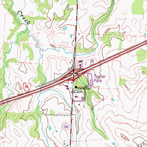 Topographic Map of Interchange 68, TN