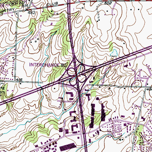 Topographic Map of Interchange 80, TN
