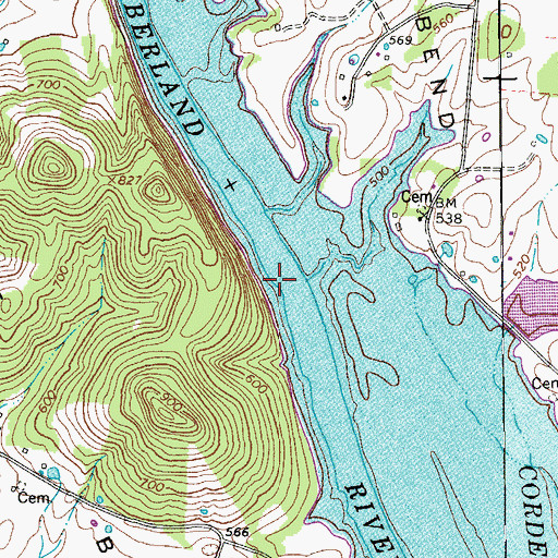 Topographic Map of Bessleys Bar, TN