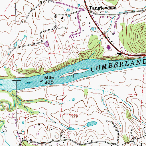 Topographic Map of Carters Island, TN