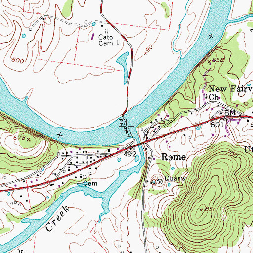 Topographic Map of Rome Ferry, TN