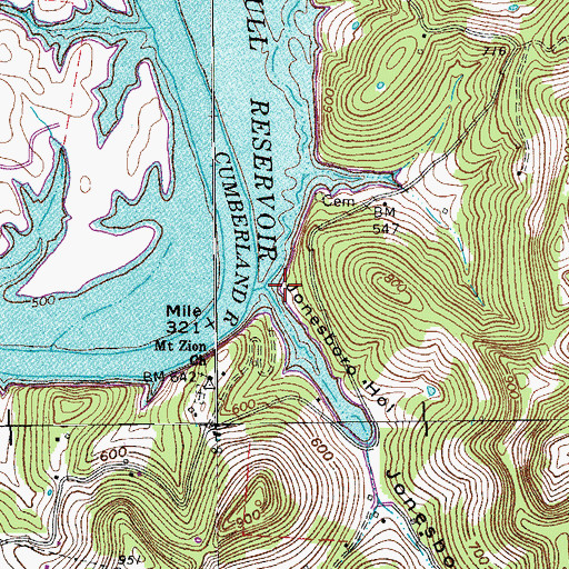 Topographic Map of Stone Bridge (historical), TN