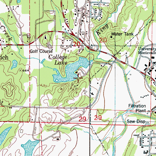 Topographic Map of University of Montevallo Lake Dam, AL