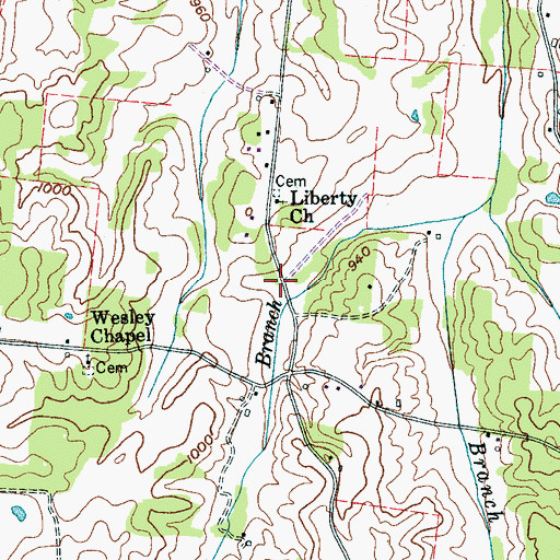 Topographic Map of Grace (historical), TN
