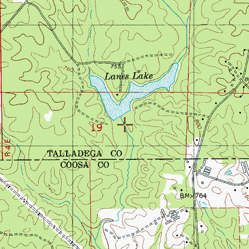 Topographic Map of Lane Dam, AL