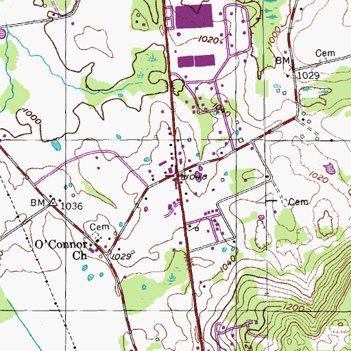 Topographic Map of O'Conner, TN