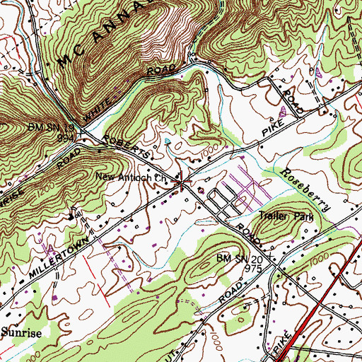 Topographic Map of Antioch, TN