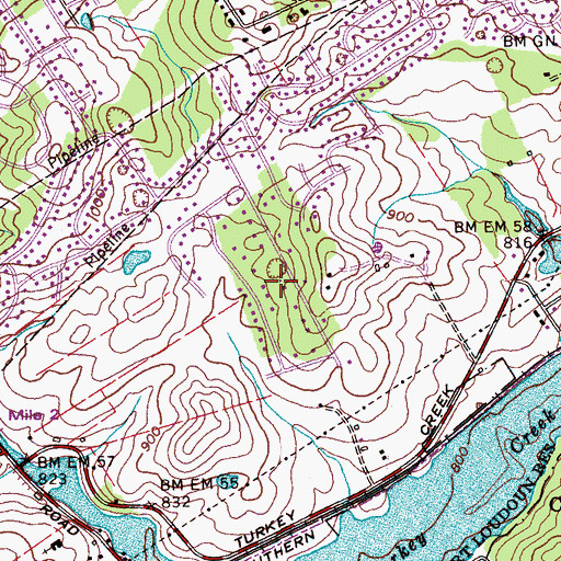 Topographic Map of Audubon Hills, TN