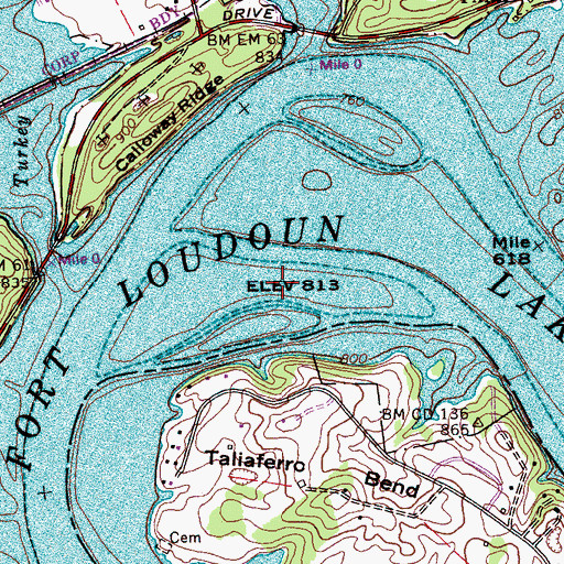 Topographic Map of Calloway Island (historical), TN