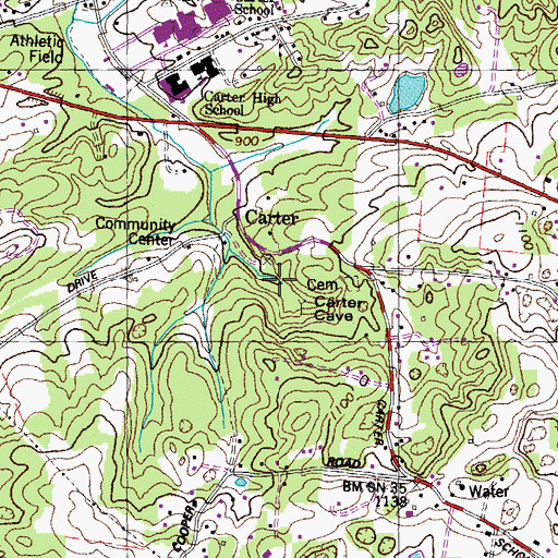 Topographic Map of Carter Mill Springs, TN