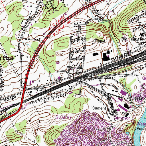 Topographic Map of Caswell, TN