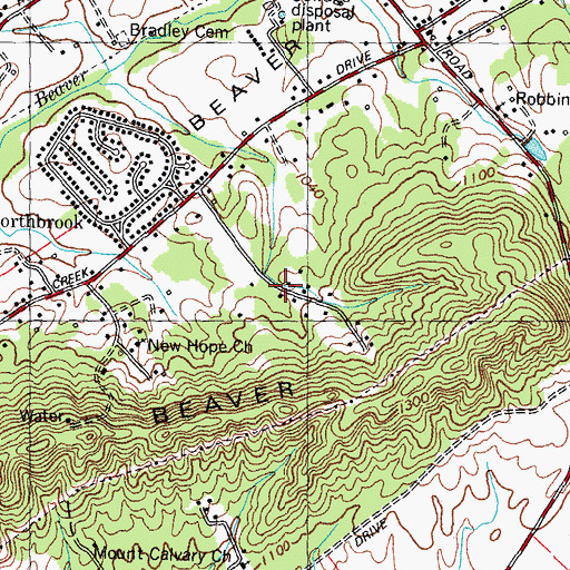 Topographic Map of Cedar Flats, TN