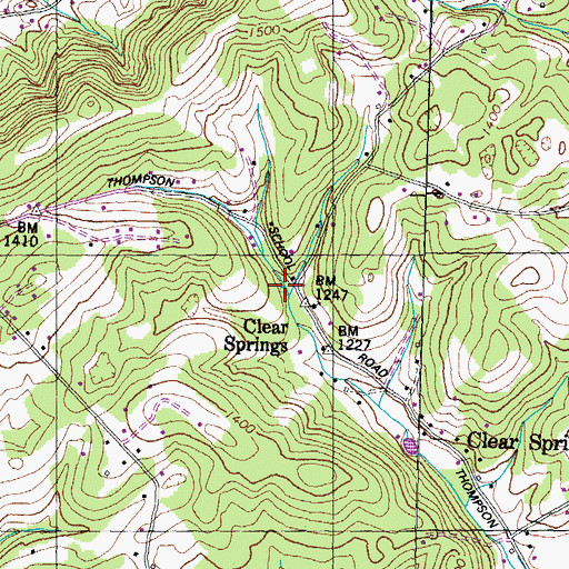 Topographic Map of Clear Springs, TN