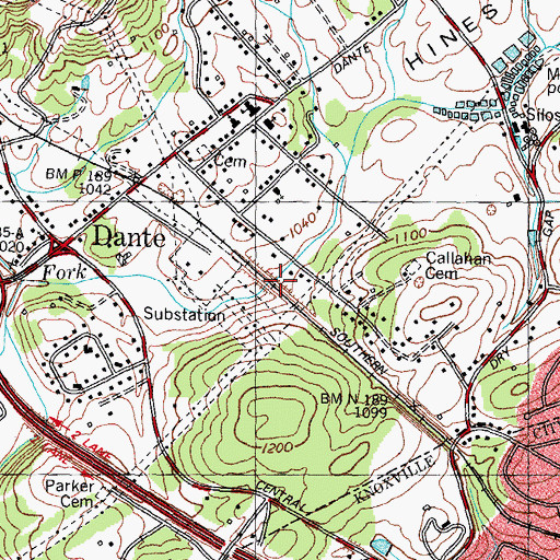 Topographic Map of Community Spring, TN