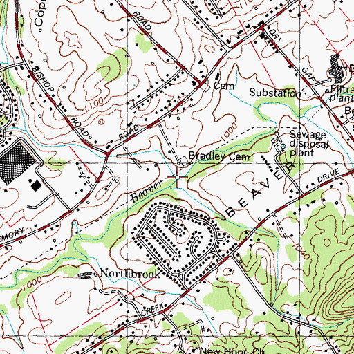 Topographic Map of Copper Ridge Branch, TN