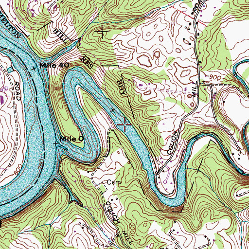 Topographic Map of Couch Ford (historical), TN