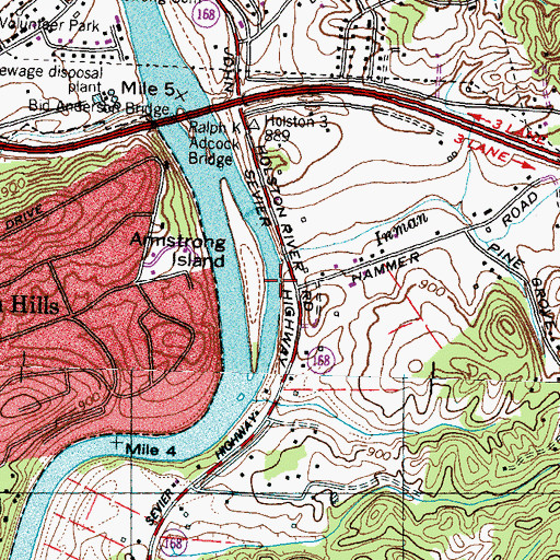 Topographic Map of Craigheads Shoals, TN