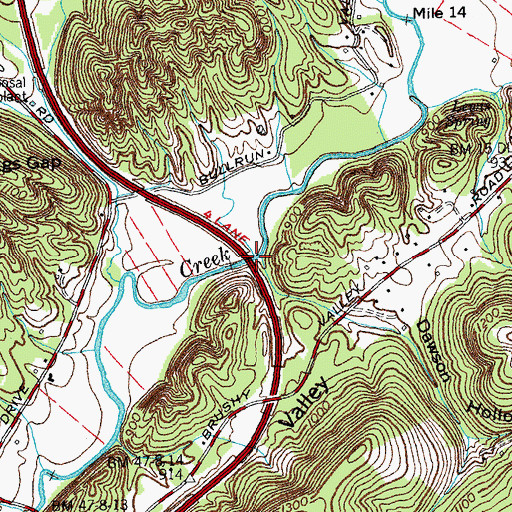 Topographic Map of Dooling Spring Branch, TN