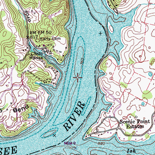 Topographic Map of Earley Island (historical), TN